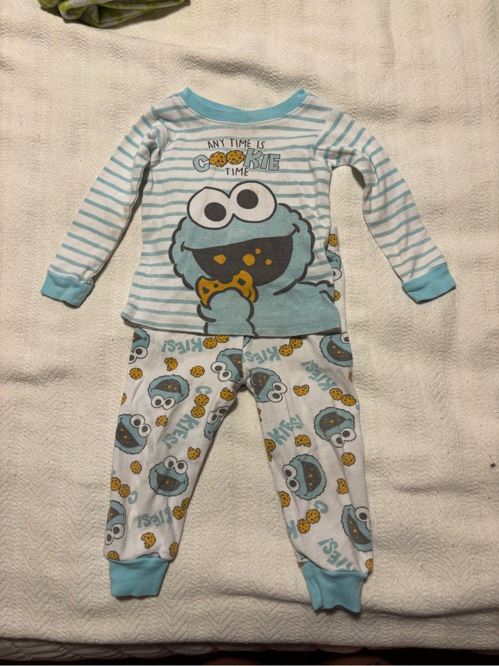 Cookie Monster Blue Stripe Kids Pajama Set